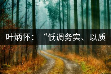 葉炳懷：“低調務實、以質取勝”