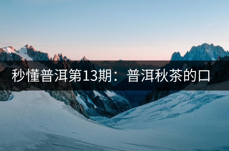 秒懂普洱第13期：普洱秋茶的口感特點(diǎn)？