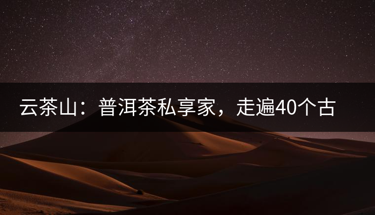 云茶山：普洱茶私享家，走遍40個古寨，24小時提供專家評分與產(chǎn)地茶農(nóng)一手報價