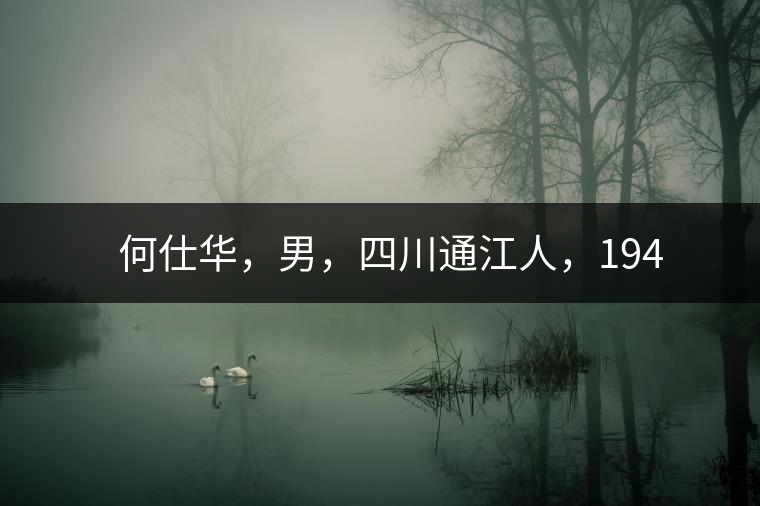 　　何仕華，男，四川通江人，1942年7月生，高級工程師、副研究員，曾任云南省高級工程師高評委委員，云南省老科協(xié)茶葉分會(huì)副會(huì)長，云南省普洱茶葉協(xié)會(huì)技術(shù)委員會(huì)副主任，云南省普洱茶研究中心研究員，獲覺農(nóng)勛章獎(jiǎng)、老茶人貢獻(xiàn)獎(jiǎng)，全國弘揚(yáng)茶文化突出貢獻(xiàn)獎(jiǎng)。